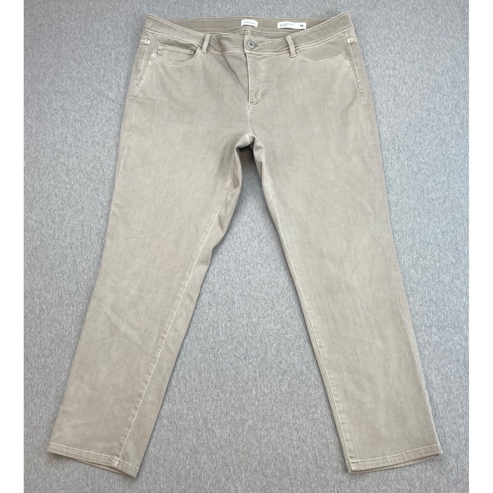 J Jill Denim Jeans Womens 14P Beige Cotton Blend Stretch Mid-Rise Slim Ankle